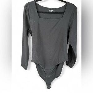 Old Navy Black Long Sleeve Square Neck Bodysuit Size XL